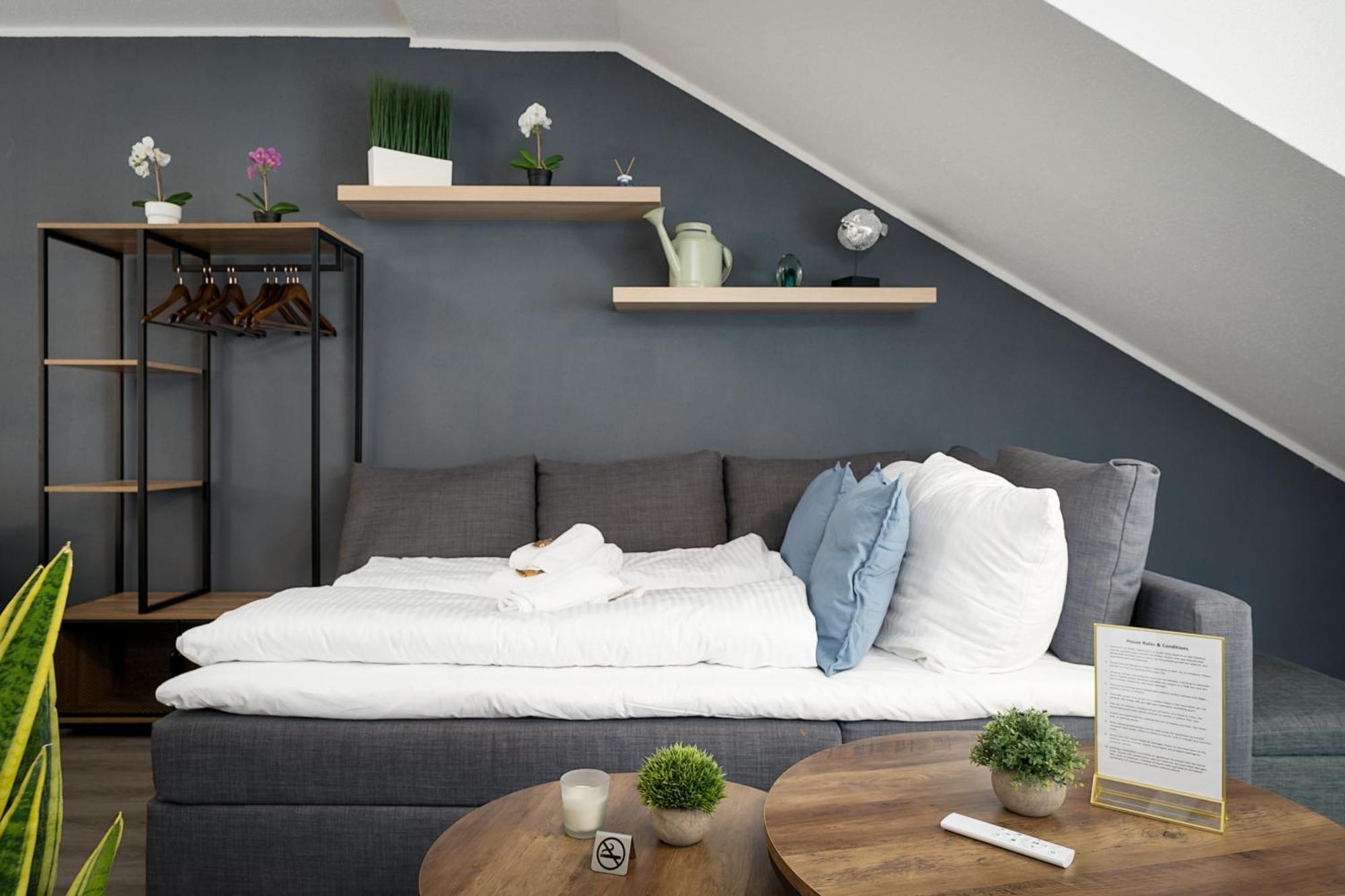 Federnest - Luxus-Studio - Kingsize Boxspringbett - Home-Office Mit Monitor Und Drucker - 11 Min Hbf Duisburg Ngoại thất bức ảnh